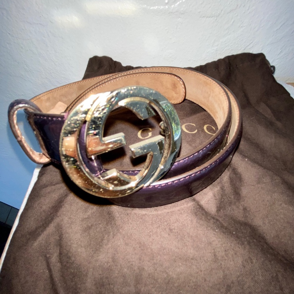 Gucci Interlocking Patent Leather Belt